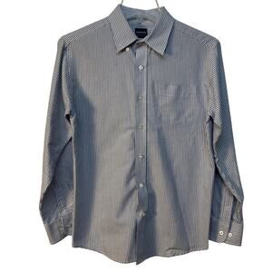 Arrow Boys Collared Long Sleeve Button Up Striped Shirt Size 14‎ Blue/White